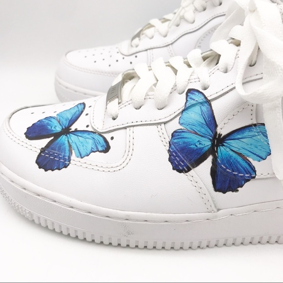 Nike Air Force 1 Custom Blue Butterfly Edition Size‎ 10 - Picture 8 of 11